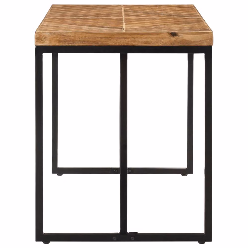 Berkfield Home Rectangular Dining Table in Brown and Black Solid Acacia and Mango Wood, W/D/H: 120 x 60 x 76 cm – 3