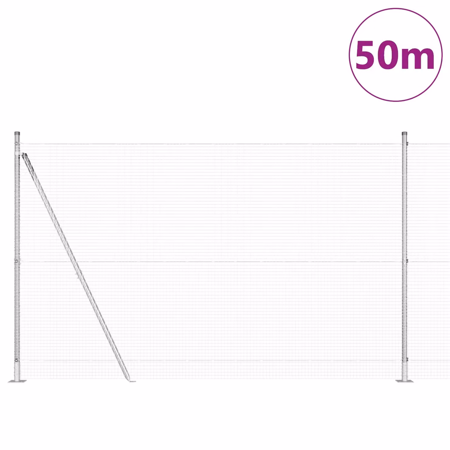 Berkfield Home Grey Galvanised Steel Welded Wire Fence with 13 Flanged Posts, 1.4 x 50 m – 2