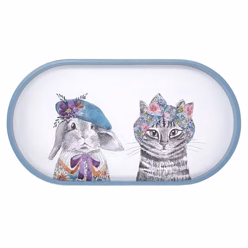 Mikasa Oval Wood Serving Tray in White and Multicolour, 38 cm – 1