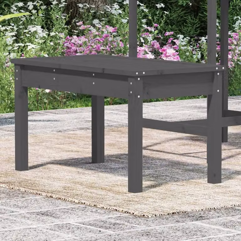 Berkfield Home Rustic Grey Garden Bench in Solid Pine Wood, W/D/H: 80 x 44 x 45 cm