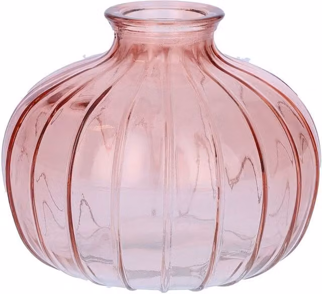 Kingsbury Gifts Round Carmen Bud Vase in Pink Glass