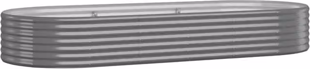 Berkfield Home Garden Powder-coated Steel Raised Bed in Grey, W: 249 cm, D: 100 cm, H: 36 cm – 1