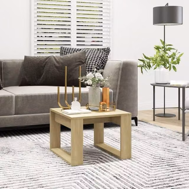 Berkfield Home Sonoma Oak Side Table in Beige, W/D/H: 50 x 50 x 35 cm – 1