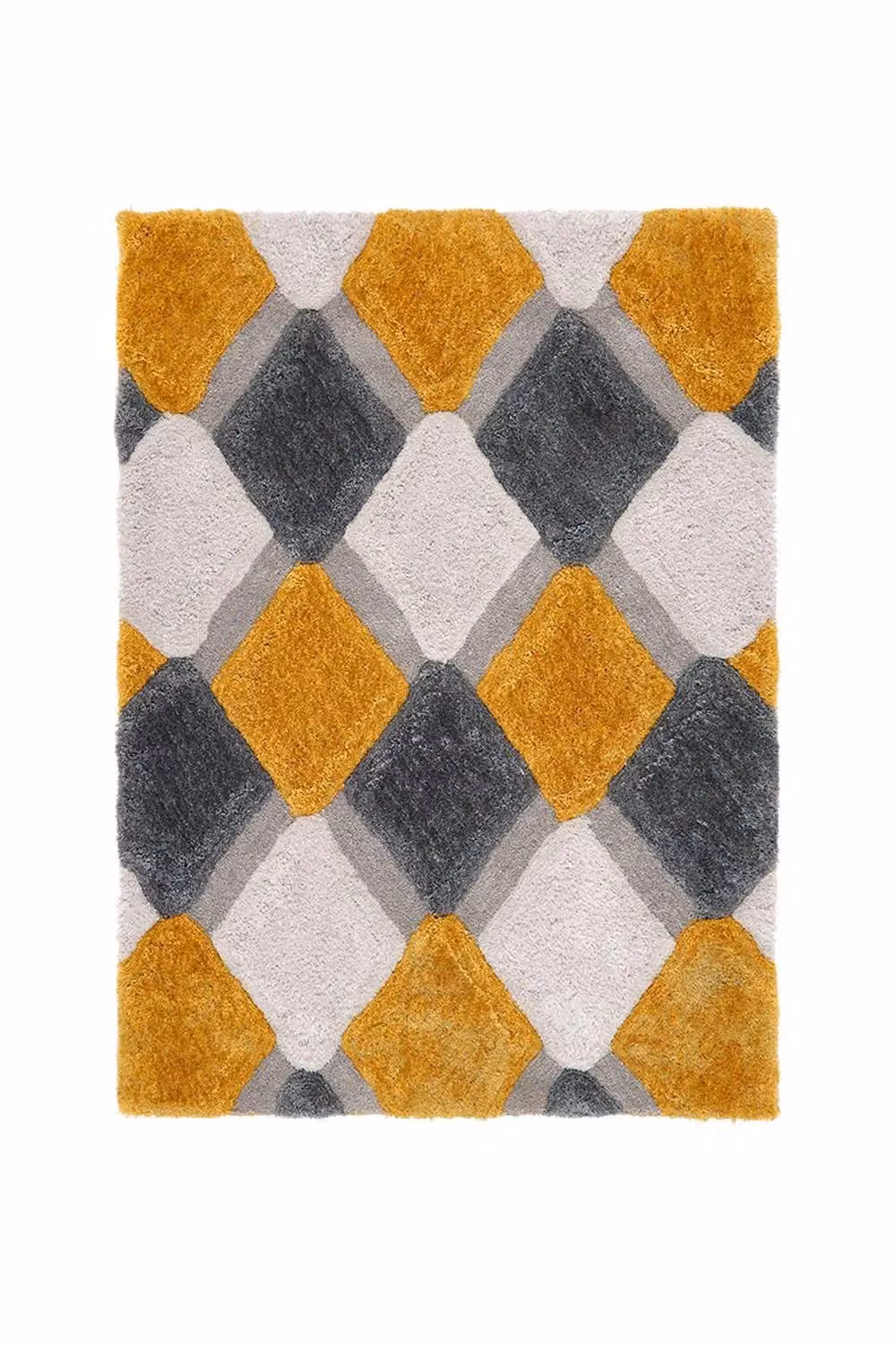 Phoenox Textiles Limited Origins 3D GEO Shaggy Rug in Ochre Yellow, W: 60 cm, L: 110 cm – 2