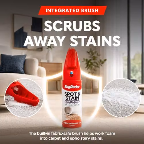Rug Doctor Spot and Stain Foam Cleaner with Integrated Brush, 400ml for Fabric, Upholstery and Carpet Stains – 4