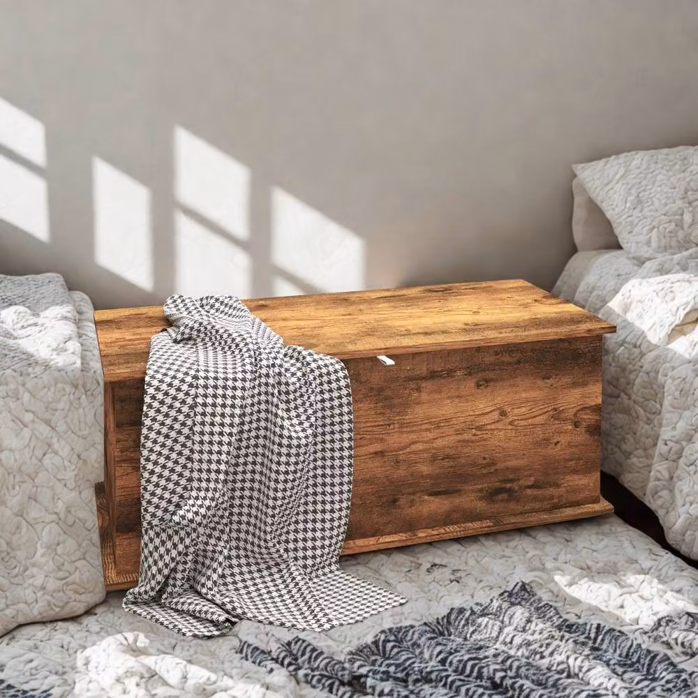 Pirlo Plush Large Wooden Storage Chest in Rustic Brown, W/D/H: 180 x 40 x 40 cm – 3