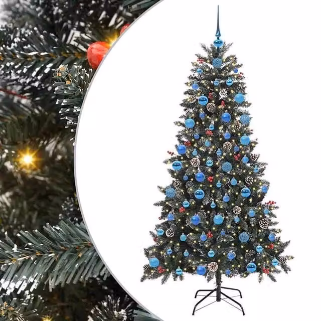 Berkfield Home Green Artificial Christmas Tree with 300 LEDs, W/D/H: 99 x 99 x 180 cm – 1
