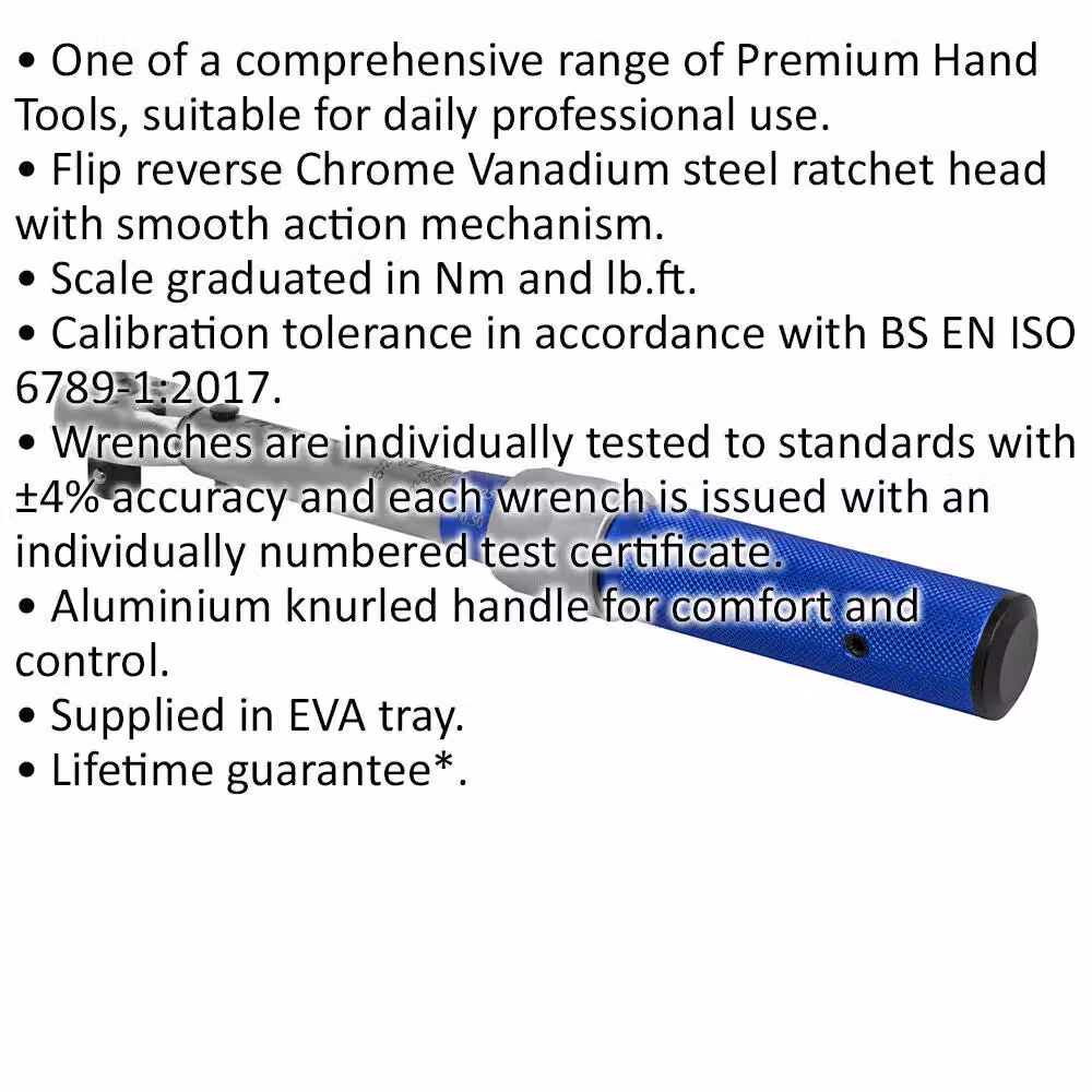 Loops Micrometer Style Torque Wrench with 3/8 inch Square Drive, Calibrated, 5 to 25 Nm Range, Blue and Multicolour – 2