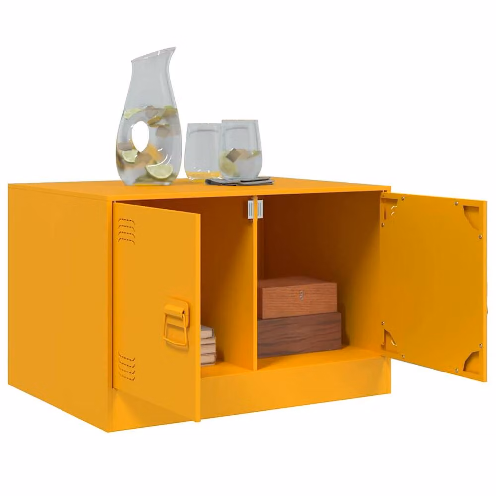 Berkfield Home Sturdy Coffee Table in Mustard Yellow with Metal Finish, W: 67 cm, D: 50 cm, H: 44 cm – 2