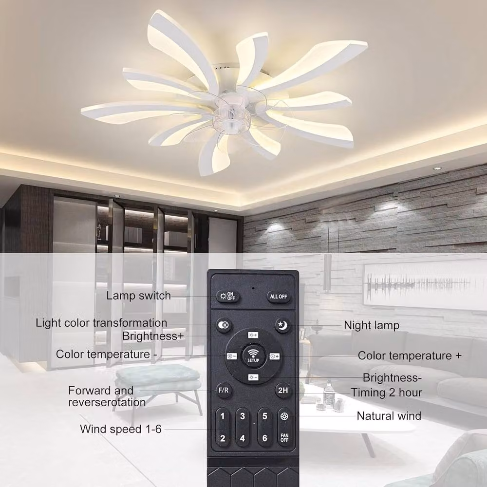 Garwarm Dimmable LED Ceiling Fan with Remote Control and Timer, White – 3
