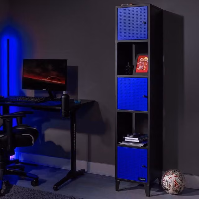 X Rocker Mesh-Tek Tall 5 Cube Display Cabinet in Blue