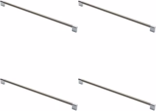 Loops 4x Keyhole Bar Pull Handle in Satin Nickel and Polished Chrome, Silver, Fixing Centres: 448 mm
