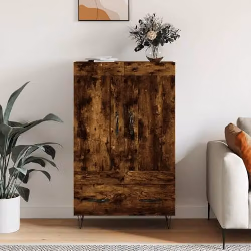 vidaXL Highboard in Smoked Oak, Brown Engineered Wood, W/D/H: 69.5 x 31 x 115 cm – 2