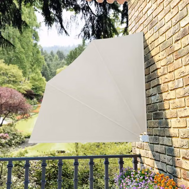 Berkfield Home Collapsible Balcony Side Awning in Beige, W/D/H: 140 x 140 x 140 cm
