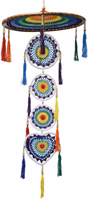 KDMD Extra Large Drama Dreamcatcher in Multicolour Vivid Rainbow with Heart and Mandala Details – 1