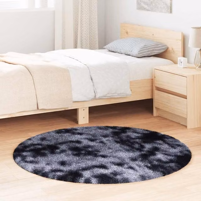 Berkfield Home NAVARRA Shaggy High Pile Rug, Dark Grey, W/D: 120 x 120 cm