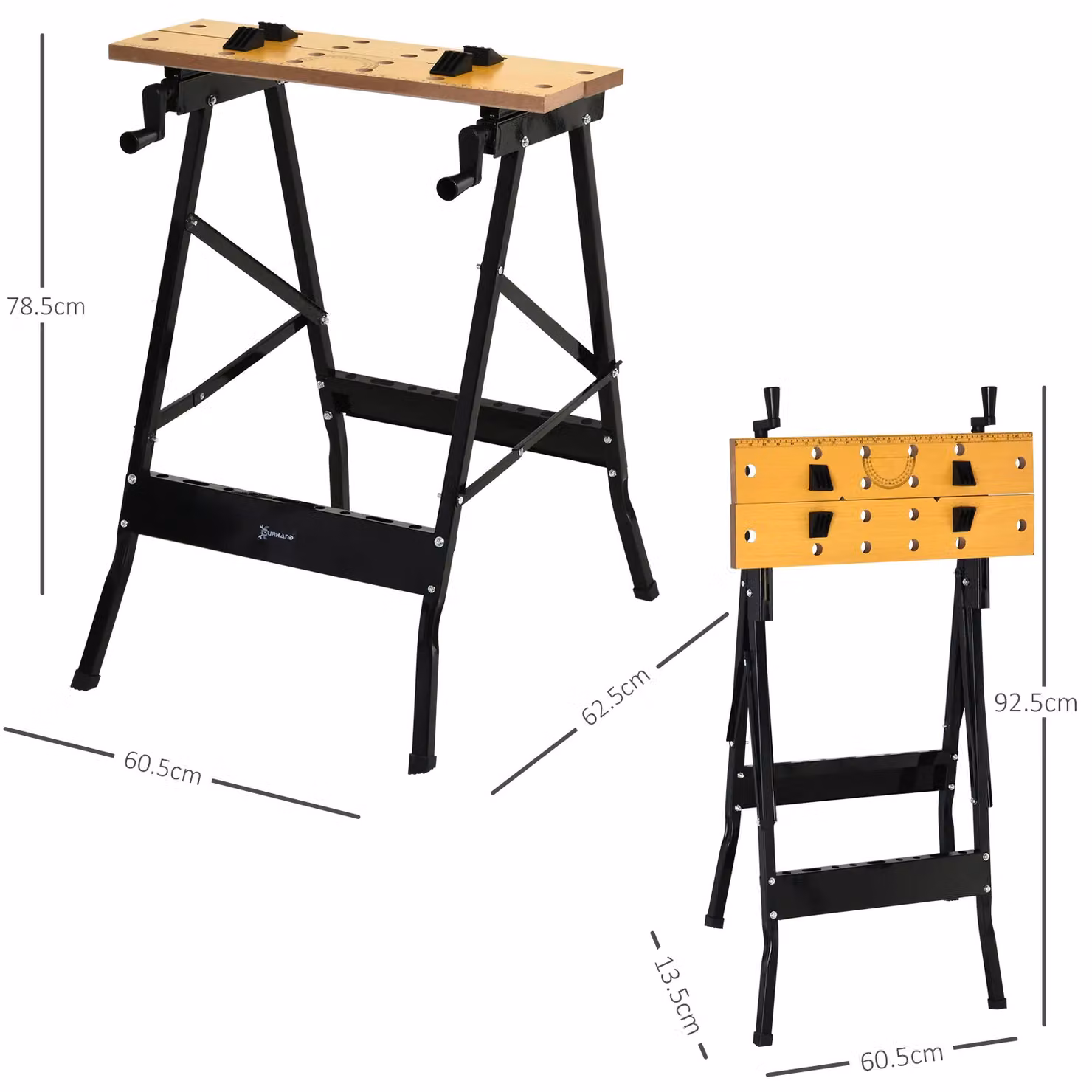 DURHAND 4-in-1 Foldable Work Bench with MDF Wood Top in Brown and Black – 3