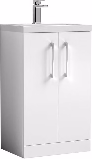 Balterley Gloss White Modern Freestanding Bathroom Vanity Unit with Soft Close Doors