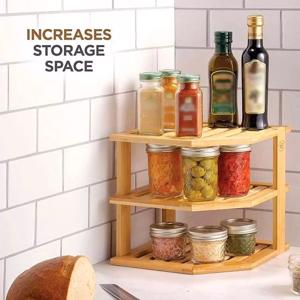 PAWNORA Bamboo Corner Plate Rack, Brown, W/D/H: 25.4 x 24.1 x 25.4 cm – 5