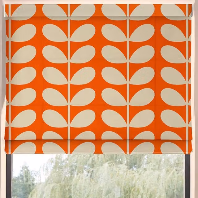Orla Kiely Made to Measure Roman Blind Jumbo Solid Stem Blackout Tomato Red and Orange