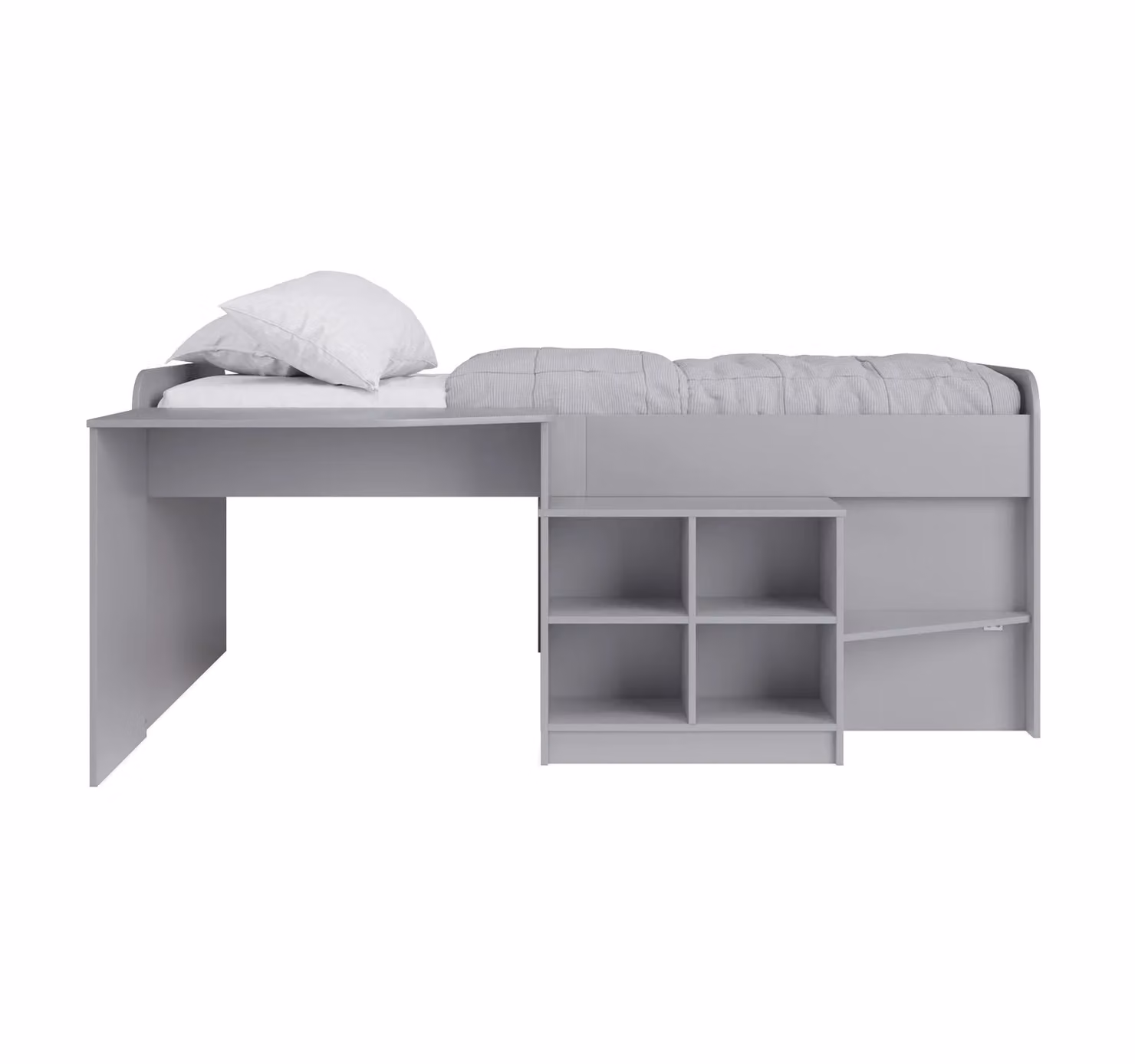 Kidsaw Pilot Mid-Height Cabin Bed in Grey with Side Compartments and House Frame, 90 x 190 cm – 2