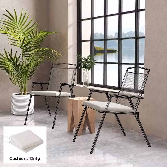OUTSUNNY 2-Piece Waterproof Garden Chair Cushion Set in Beige, W/D: 50 x 50 cm