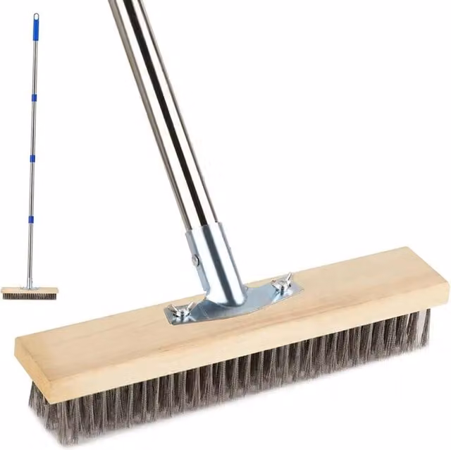 Kelvenix Telescopic Manual Weed Remover Brush with Stainless Steel Wire Head in Silver – 1