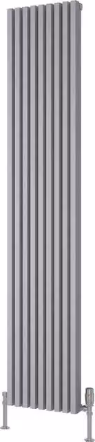 Bathroom Kingdom Albano Silver Designer Vertical Aluminium Radiator H: 180 cm, W: 35 cm