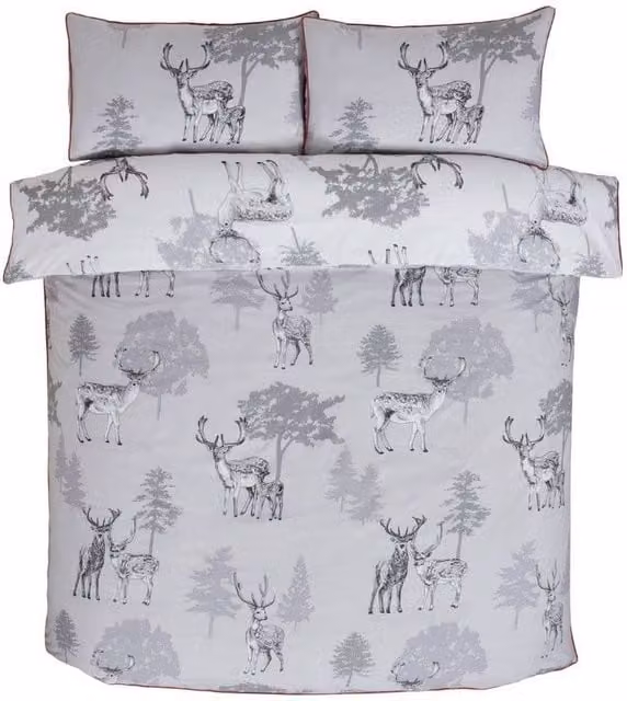 Rapport Sherwood Stag Reversible Duvet Cover and Pillowcase Set in Grey