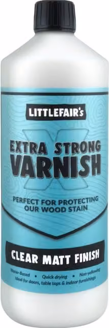 Littlefair's Extra Strong Water Based Indoor Wood Varnish, Matt, Clear, 1 l