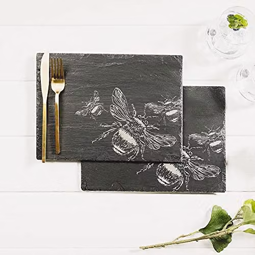 Selbrae House Set of 2 Rectangular Slate Place Mats in Anthracite Grey – 3