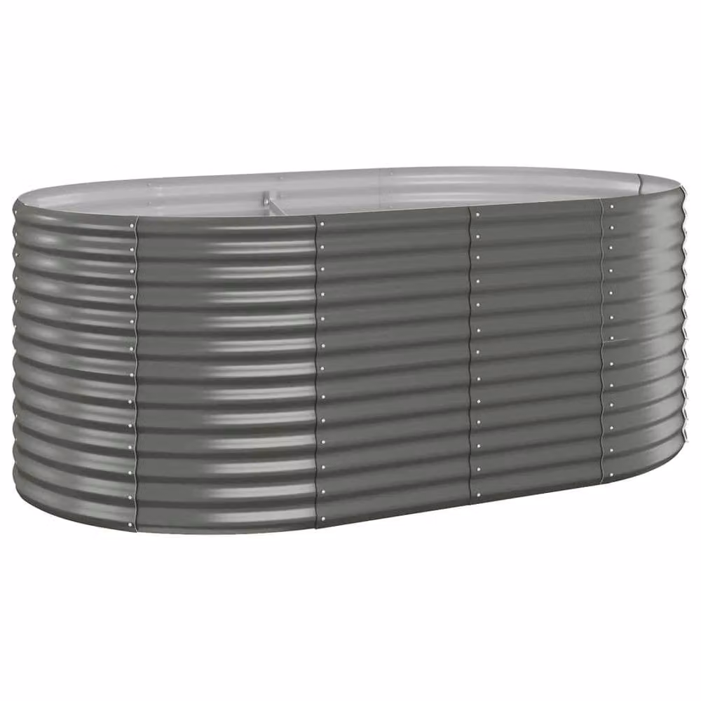 Berkfield Home Garden Grey Powder-coated Steel Raised Bed, W: 175 cm, D: 100 cm, H: 68 cm – 2