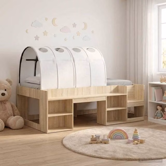Berkfield Home 3-Piece Single Bed Frame with Tunnel, Stairs and Bedside Shelf in Sonoma Oak and White