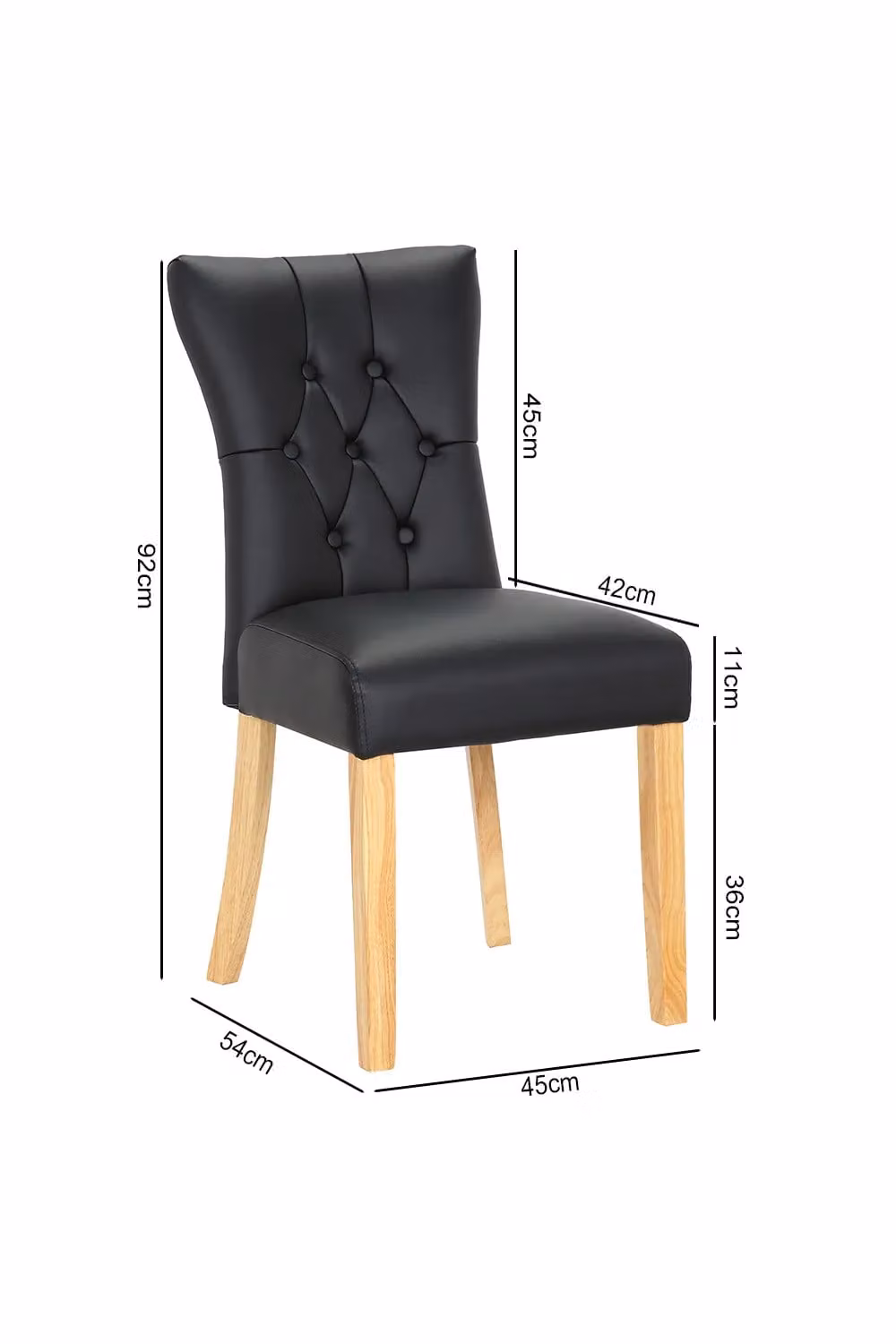 Livingandhome Set of 2 Black Faux Leather High Backrest Dining Chairs – 3