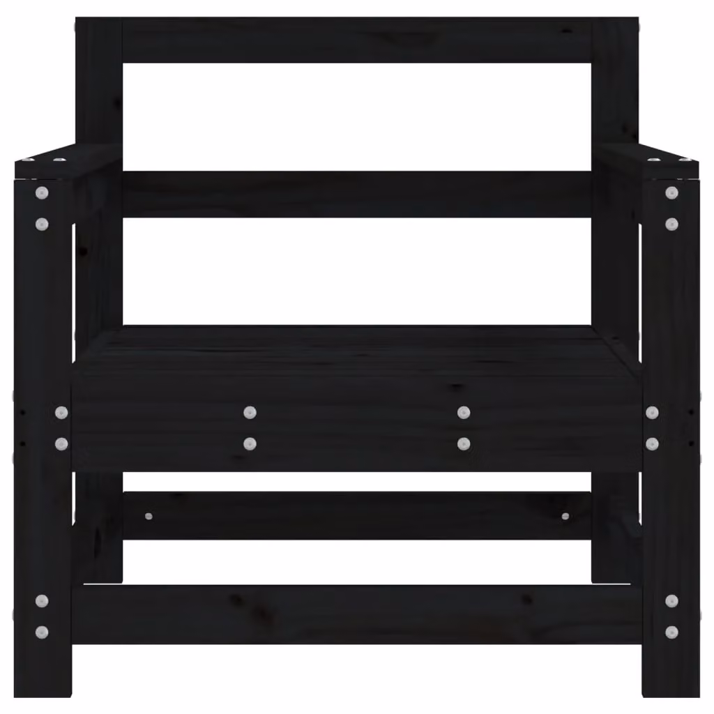 Berkfield Home Set of 2 Black Rustic Solid Pine Garden Chairs with Armrests – 4