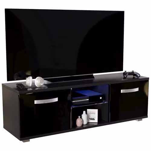 Vida Designs Cosmo 2 Door LED TV Unit in Black with RGB Light, W: 120 cm, H: 38 cm, D: 40 cm – 4