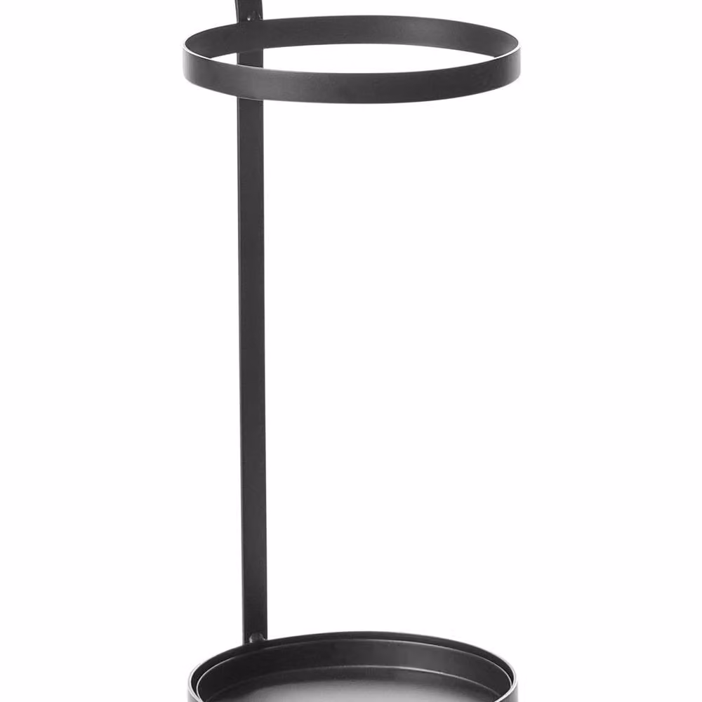 Wyld and Coco Black Powder-Coated Iron Umbrella Stand with Removable Tray, W: 21 cm, D: 21 cm, H: 50 cm – 2