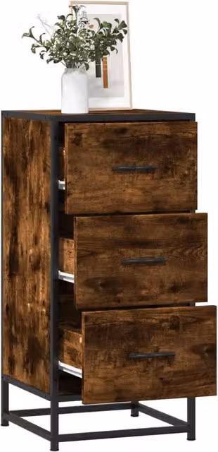 Berkfield Home Smoked Oak Sideboard in Brown, W/D/H: 35.5 x 35 x 76 cm