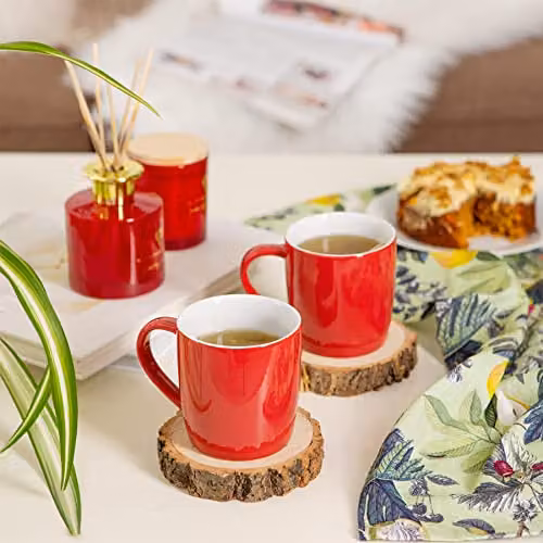 Argon Tableware Red Stoneware Coffee Mugs, 350ml, Pack of 4 – 3