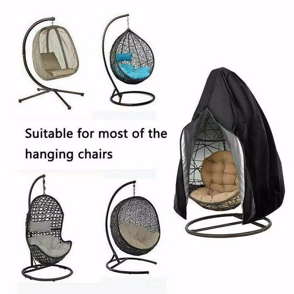 FORGEVIO Black Polyester Hanging Swing Egg Chair Cover for Garden and Patio, 0.6m2 – 4