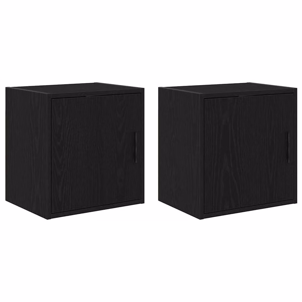 Berkfield Home Set of 2 Black Wall Mounted Garage Cabinets in Matt Engineered Wood – 2