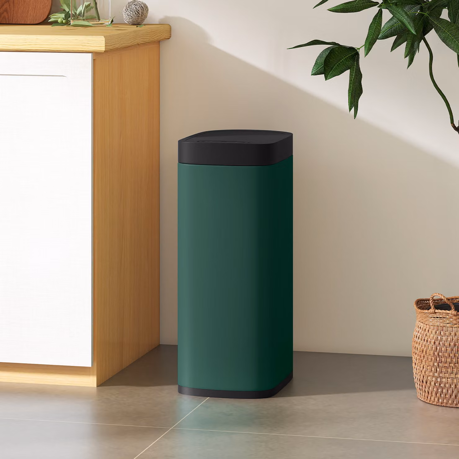 HOMCOM 50L Automatic Sensor Bin with Manual Override in Green, W/D/H: 35.5 x 68.0 x 35.5 cm – 8