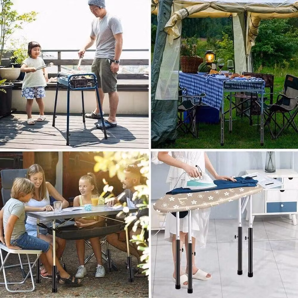 FLAVORA Heavy Duty Steel Folding Table Leg Risers in Black – 4