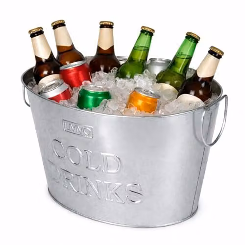 LIVIVO Silver Galvanised Steel 24L Drinks Ice Bucket with Handles – 1