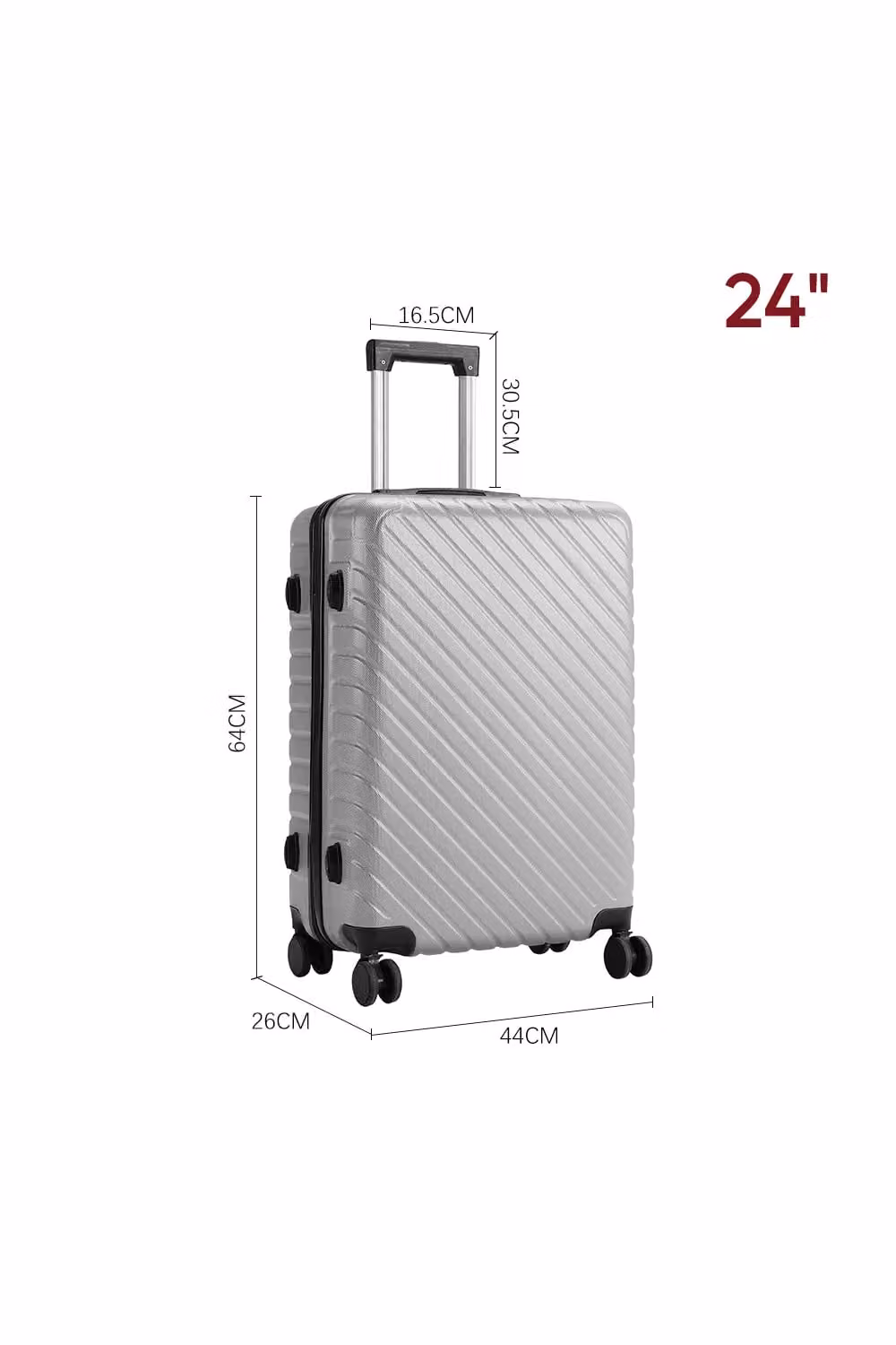 Living and Home Grey Suitcase with Combination Lock, 24 inch – 3