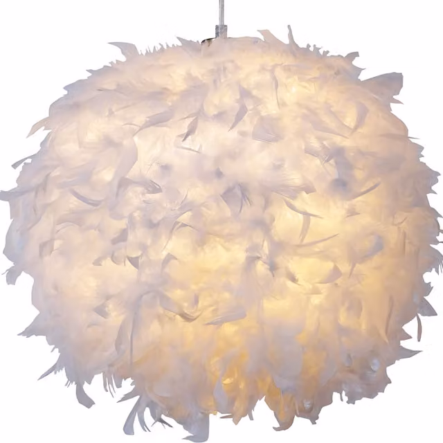 Giggi White Fabric Feather Light Shade Lampion, Diameter: 35 cm