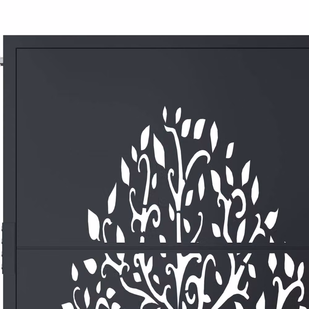 Berkfield Home Steel Garden Gate with Tree Design in Anthracite, W/H: 105 x 105 cm – 4