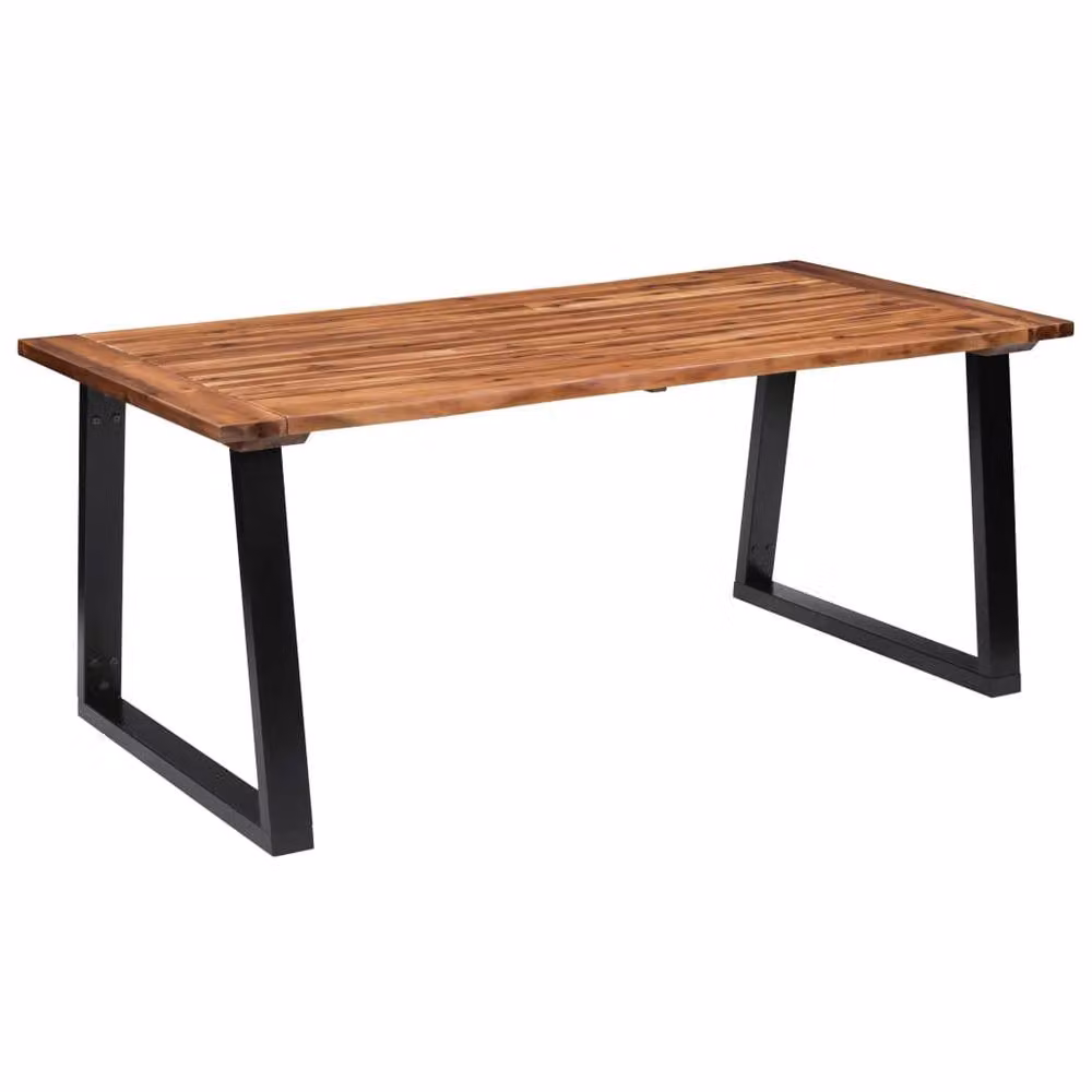 Berkfield Home Solid Acacia Wood Dining Table with Live Edge and Sled Base, Brown/Black, W: 180 cm, D: 90 cm, H: 75 cm – 2