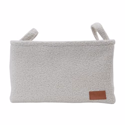 JVL Shiro White Fabric Rectangular Organiser Basket with Handles, W: 34.0 cm, D: 23.0 cm, H: 13.5 cm