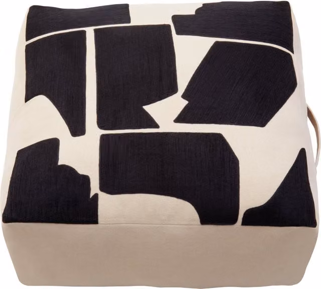 Orsina Bosie Ozella Square Cotton Floor Cushion in Black and Beige – 1